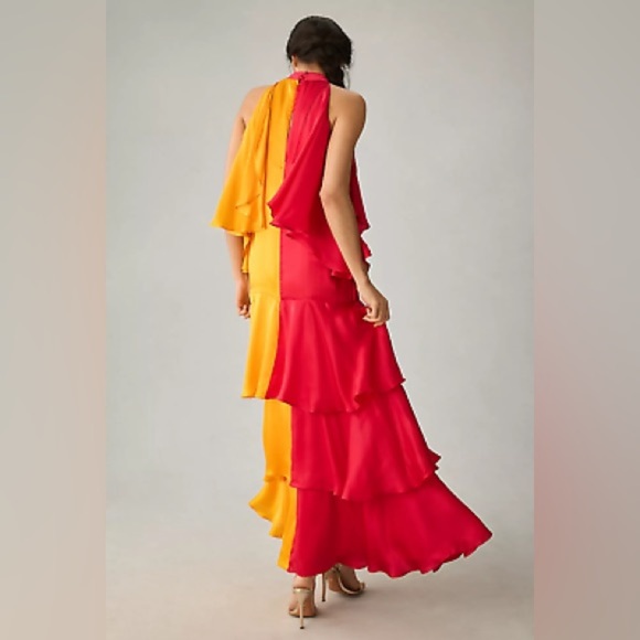 COPY - Anthropologie Pinnacle by Shruti Sancheti Mock-Neck Colorblock Ruffle … - Picture 3 of 11